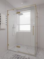 Душевой угол распашной Veconi Premium Alassio SP G, 1200х1000x2000, брашированное золото, стекло прозрачное осветленное AL-SP-120100-00-G-C4 — фото 1, Душевые уголки