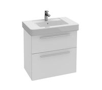 Тумба под раковину, Villeroy&Boch, Verity Design, ширина, мм-750, глубина, мм-450, высота, мм-575, тип установки-подвесной, форма мебели-прямоугольная, раковина-необходимо заказать, количество раковин-1, монтаж раковины-встраиваемый, ящики-2, открывание-выдвижное, материал корпуса/фасада-МДФ, цвет корпуса-белый, цвет ручки-хром, цвет-белый арт-B02100DH — фото 1, Тумбы под раковину