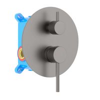 AQ1346BGM ЕВРОПА смеситель для ванны 2 режима (внешняя и скрытая часть), оружейная сталь — фото 1, Смеситель для душа