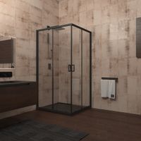 Душевой угол Veconi Rovigo RV-13, 1100x1100x1950, черный, стекло прозрачное RV13-110-01-C5 — фото 1, Прямоугольные душевые уголки