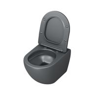 Унитаз подвесной Grossman (520х360х320) безободковый,смыв торнадо,серый матовый с тонкой крышкой,микролифт,1 место арт-GR-4457GMSQ — фото 2, Подвесные унитазы