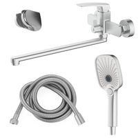 Товар: Смеситель для ванны Azario Conda керамический картридж, длинный излив, с ручным душем, шланг 150 см, сатин (AZ-K1711B) арт-AZ-K1711BN - фото 8 Смеситель для ванны Azario Conda керамический картридж, длинный излив, с ручным душем, шланг 150 см, сатин (AZ-K1711B) арт-AZ-K1711BN — фото 8, Смеситель для ванны