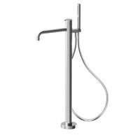 Смеситель для ванны и душа, Fima Carlo Frattini, Snap, тип открывания воды-однорычажный, тип регулирования воды-керамический картридж, монтаж-напольный, отверстия для монтажа-1, вынос излива, мм-254, ручной душ-в комплекте, гибкий шланг хромалюкс,мм-1500, внутренняя часть-необходимо заказать, цвет-хром арт-F3114/6NCR — фото 1, Смеситель для ванны