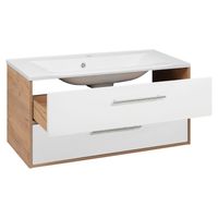 Тумба подвесная MELBOURNE 100 /дуб/белый/ AQUA DE MARCO 2100WCMEL/H/V.2.0 — фото 5, Тумбы под раковину