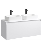 Подвесная тумба 120 см с двумя ящиками: основной и внутренний, скрытый за фасадом. Цвет белый; с умывальником арт-MOB0112W+MOB0712W — фото 7, Тумбы с раковиной