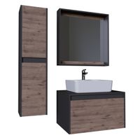 Тумба подвесная "СМАРТ-70 см" с 1-м ящ.+1 внутр.(ум.GR-3012,GR-3017,GR-3027) веллингтон/графит 107009 — фото 1, Комоды и тумбы для ванной комнаты