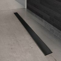 Желоб BERGES водосток напольный С1 Norma 700 нержавеющая сталь, матовый черный, S-сифон D50 боковой 095138 — фото 1, Душевые лотки