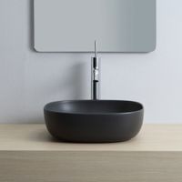 Раковина Scarabeo GLAM накладная без перелива без отверстий цвет черный матовый с антибактериальным и грязеотталкивающим покрытием BIOKER арт-1806 49 BK — фото 2, Раковины накладные