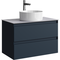 Подвесная тумба с двумя ящиками 81 см, цвет серый со столешницей серый камень и наставным умывальником арт-GE01082GRM+STG814X476GS — фото 5, Тумбы с раковиной