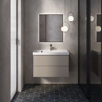 "S1" тумба под умывальник подвесная 80 см., цвет бежевый. арт-AQM900180BG — фото 1, Тумбы под раковину