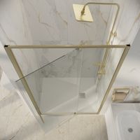 Дверь в нишу Niagara Nova NG-45-11ASG (110х195) распашная,золото сатин,стекло прозрачное,1 место — фото 6, Распашные душевые двери