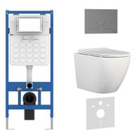 Комплект 3в1 IBERICA BLANCA инсталляция SILENCIO, унитаз BILBAO ALTO белый, кнопка смыва INOX-S вороненая сталь (IB001.BLA.234.1602) — фото 1, Комплекты унитаз + инсталляция