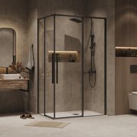 Душевое ограждение Grossman Galaxy (90х70х195) прямоугольник,раздвижная,черный матовый,стекло прозрачное, 1 место арт-300.K33.01.9070.21.00 — фото 2, Прямоугольные душевые уголки