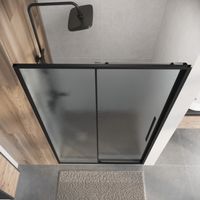 Дверь в нишу Niagara Nova NG-84-L13CHB (130х195) черный матовый,раздвижная влево,стекло шиншилла,1 место — фото 6, Раздвижные душевые двери