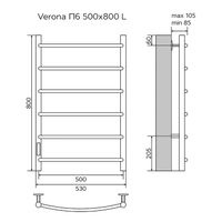 Полотенцесушитель электрический AZARIO VERONA 500/800 6 секций, диммер слева, черный арт-AZ04758B — фото 5, Электрические полотенцесушители