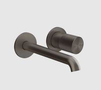 Смеситель для раковины, Gessi, Habito Diamantato, тип открывания воды-однорычажный, тип регулирования воды-керамический картридж, монтаж-настенный встраиваемый, отверстия для монтажа-2, высота, мм-65, вынос излива, мм-171-201, тип излива-неподвижный, донный клапан-отсутствует, тип подводки-жесткая, стандарт подвода воды-1/2", внутренняя часть-необходимо заказать, цвет-Black Metal Brushed PVD арт-70688.707 — фото 2, Смесители для раковины