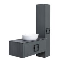 Тумба под раковину подвесная La Fenice Cubo FNC-01-CUB-G-100, серо-зеленая — фото 11, Тумбы под раковину