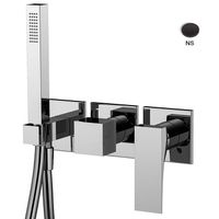 Смеситель для душа, Fima Carlo Frattini, Zeta, тип открывания воды-однорычажный, монтаж-настенный встраиваемый, отверстия для монтажа-3, ручной душ-есть, длина шланга, мм-1500, настенный кронштейн с водоснабжением, внутренняя часть-необходимо заказать, с переключателем, цвет-черный матовый арт-F3989X8NS — фото 1, Смеситель для душа