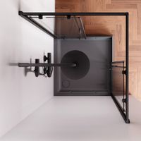 W90G-403-9090BT Gem душевое огражд квадратн.,раздвиж.двери 90x90 черный мат.,стекло прозрачн — фото 1, Душевые кабины и ограждения