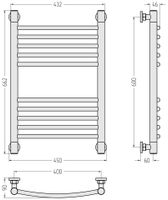 Полотенцесушитель водяной Сунержа Богема+ выгнутая 600х400 Состаренная латунь арт-051-0221-6040 — фото 2, Водяные полотенцесушители