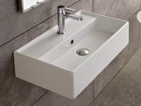 Раковина Scarabeo TEOREMA 2.0 подвесная или накладная с переливом с одним отверстием цвет белый арт-5001 — фото 2, Раковины подвесные