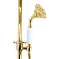 PRESTIGE Душевой настенный гарнитур (см-ль д/ванны/колонна/верхн.душ/шланг/ручной душ), золото арт-32144 — фото 3, Душевые стойки