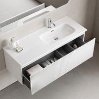 Тумба подвесная SANCOS Snob R 1.0 1195х445х406, c одним ящиком оснащенным доводчиками, Bianco , арт.SNR1.0120RW — фото 4, Тумбы под раковину