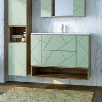 Товар: Тумба с раковиной и нишей Бриклаер КРИСТАЛЛ 100F, фисташковый/дуб гранж песочный - фото 1 Тумба с раковиной и нишей Бриклаер КРИСТАЛЛ 100F, фисташковый/дуб гранж песочный — фото 1, Тумбы с раковиной