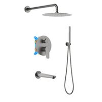 AQ1173BGM БЕТТА Set 4 в 1 душевой комплект, оружейная сталь — фото 1, Встраиваемые душевые комплекты