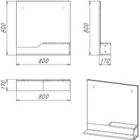Зеркало "ЛАЙФ-80 см" с полками винтажное дерево темное/графит 208008 — фото 2, Зеркала в ванную комнату