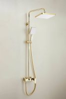 Душевая система с тропическим душем и смесителем BELZ, золото, арт-B24507-5 — фото 3, Душевые стойки