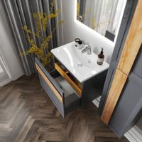 Комплект мебели для ванной Бриклаер БЕРЛИН 70SD, оникс серый — фото 7, Комплекты мебели для ванной