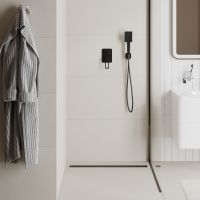 Лоток душевой, сифон 360, комбинированный затвор, перфорированная решетка, 800мм, черный, IDDIS, арт-975B8BL20DZ — фото 1, Душевые лотки