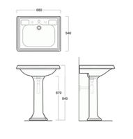 Раковина SIMAS ARCADE подвесная на пьедестал с одним отверстием без спинки цвет белый арт-AR844 — фото 2, Раковины подвесные