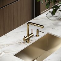 Смеситель для кухни SANCOS Spin с поворотным и вытяжным изливом, c краном для фильтрованной воды, цвет брашированное золото, арт. арт-SC4015BG — фото 2, Смесители для кухни