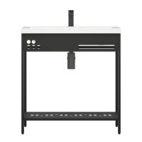 тумба Металлика 80 (Фостер/Como 80) напольная металл черная без умывальника арт-MFR80101BK — фото 1, Тумбы под раковину