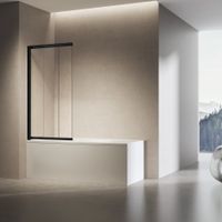 Душевая шторка на ванну , 900*1400, черный, стекло прозрачное, левая арт-VSB-6E900CLB-L — фото 2, Шторки для ванной раздвижные