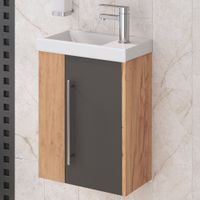 Тумба подвесная MELBOURNE 40 /правая/дуб/серый/ AQUA DE MARCO 2040GCMEL/H/V.2.0 — фото 2, Тумбы под раковину