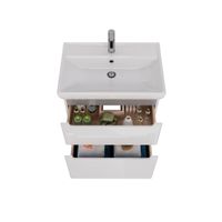 Тумба Lemark BUNO 70 см под 1 раковину, подвесная/напольная, 2 ящика, цвет планки: Серый, цвет корпу арт-LM04B70T — фото 2, Тумбы под раковину