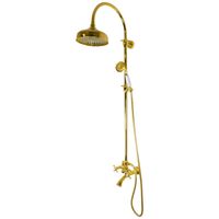 Товар: PRESTIGE Душевой настенный гарнитур (см-ль д/ванны/колонна ARCO/верхн.душ/шланг/ручной душ), золото 32793 - фото 1 PRESTIGE Душевой настенный гарнитур (см-ль д/ванны/колонна ARCO/верхн.душ/шланг/ручной душ), золото 32793 — фото 1, Душевые гарнитуры