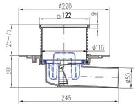 Душевой трап AZARIO DN50 12,2х12,2см, пластиковый, горизонтальный слив, универсальный, решетка из нержавеющей стали арт-AZ-425 X L — фото 1, Трапы для душа