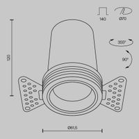 Встраиваемый светильник Technical арт-DL125-L12-3K-TRS-B — фото 9, Точечные светильники