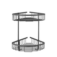 Полка металлическая угловая двухъярусная Rose , черный арт-RW12H — фото 1, Полки для ванной и душа