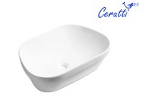 Раковина накладная, белая, трапеция 570х390х150 Ceruttispa арт-CR0023 — фото 3, Раковины накладные