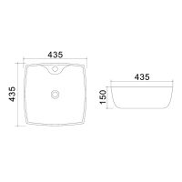 Раковина Azario 43.5х43.5х15, накладная, белая арт-AZ-4263 — фото 2, Раковины накладные
