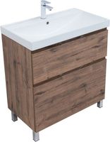 Тумба с раковиной Aquanet Алвита new 80 (Flat) напольная 2 ящ. цв.дуб веллингтон табак 00345680 — фото 1, Тумбы с раковиной