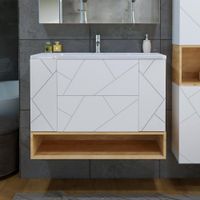 Товар: Тумба с раковиной и нишей Бриклаер КРИСТАЛЛ 100B, белый/дуб бунратти - фото 1 Тумба с раковиной и нишей Бриклаер КРИСТАЛЛ 100B, белый/дуб бунратти — фото 1, Тумбы с раковиной