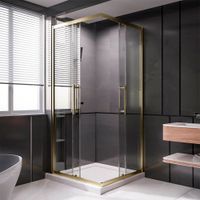 Душевой угол Veconi Premium Trento PTC-20G, 900Х900x2000, брашированное золото, стекло прозрачное PTC20-G-9090-01-C4 — фото 2, Квадратные душевые уголки