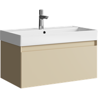 Подвесная тумба с одним ящиком 81 см, цвет морская дюна с умывальником арт-GE01081MD — фото 3, Тумбы с раковиной