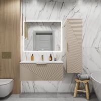 Тумба подвесная "БЛИСС-100 см" с 1 ящ. беж. матовая (ум. Блисс-100 см.) 1010049 — фото 3, Комоды и тумбы для ванной комнаты